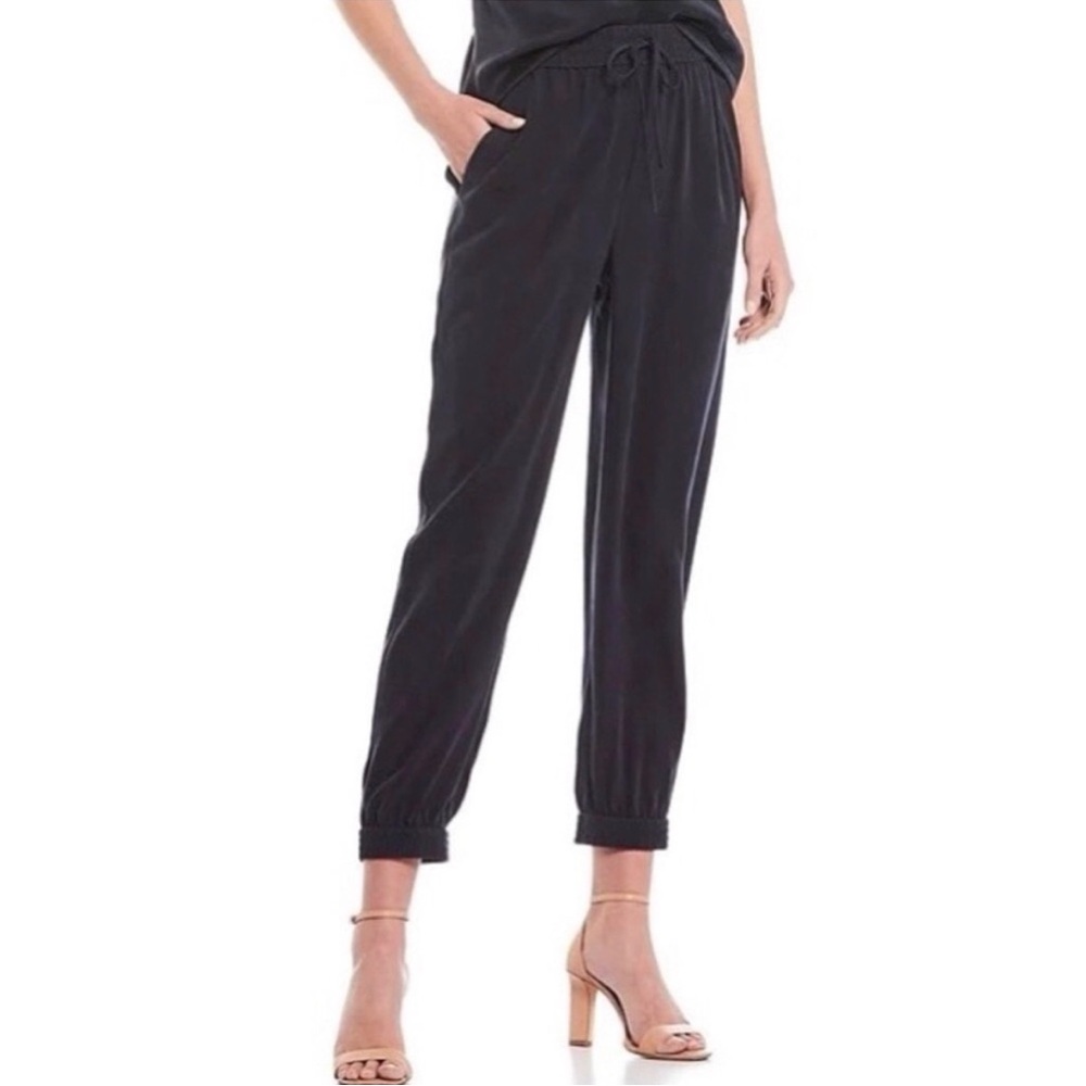 Antonio Melani Josie Washable 100% Silk Joggers in Navy Blue. Size M. EUC.